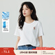 茵曼（INMAN）純棉舒適女裝logo繡花短袖t恤女時(shí)尚百搭休閑2025夏季新品上衣 米白色全棉-F18525135 L