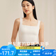 金三塔真絲bra-in背心女絹絲莫代爾氨綸輕薄裸感帶杯吊帶背心 白色8100 L