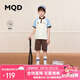 MQD童裝男童夏裝套裝polo領T恤兒童兩件套運動短袖 米白 150