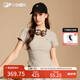FILA FUSION斐樂潮牌女裝針織短袖衫2025秋季新款時尚休閑緊身T恤 麥粉灰-GY L 170/88A/L