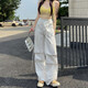 增致牛仔（zengzhi）白色美式工裝褲女2025春夏新款高級(jí)垂感慵懶直筒休閑褲子 白色-長(zhǎng)褲 S