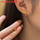 ABC老鳳凰999黃金足金花朵U型耳釘女雙耳洞氣質(zhì)小巧精致耳環(huán)耳扣耳飾 金色花朵U型耳釘-ED151 一對裝【兩個(gè)耳釘】