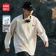 名創(chuàng)優(yōu)品（MINISO）純棉長(zhǎng)袖t恤男生秋季復(fù)古潮牌米色體恤青少年寬松百搭圓領(lǐng)打底衫 淺米(m咖色質(zhì)感胸標(biāo)) L /175(推薦120-140斤)