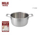 無印良品 MUJI 不銹鋼鋁整體三層鋼雙手鍋 湯鍋蒸鍋 廚具 銀色 高11cm 直徑 20cm 3L