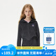 ELLE KIDS童裝 天鵝絨柔感燙鉆開衫連帽衛(wèi)衣外套女童春秋休閑上衣 深灰色 165 (M)
