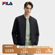 FILA 斐樂官方男裝梭織外套2025春新款時尚簡約休閑基礎棒球領夾克男 正黑色-BK XL 180/100A/XL