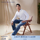 Tommy Hilfiger【休閑純棉】春夏季男女情侶款商務(wù)正裝通勤條紋純色長(zhǎng)袖襯衫外套