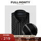 FULL MONTY條紋短袖襯衫男士輕商務(wù)休閑純棉修身襯衣 黑色條紋2099 40