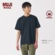 無(wú)印良品（MUJI）男式天竺編織圓領(lǐng)短袖T恤男士打底衫男款休閑上衣夏季男裝 深藏青色 L (175/100A)