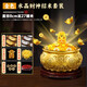 黃銅聚寶盆風(fēng)水擺件辦公室店鋪開(kāi)業(yè)客廳實(shí)心大號銅制百福缸 財神水晶套裝-金色8cm【精功加厚+底座】