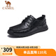 駱駝（CAMEL） 復(fù)古擦色牛皮耐磨軟底大頭休閑商務(wù)皮鞋男 G13S201051 黑色 41 
