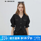 S.DEER圣迪奧夏季女裝個(gè)性時(shí)尚復(fù)古V領(lǐng)泡泡袖短款外套S23262202 黑色/91 L 170