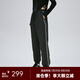 艾萊依（ERAL）收腳新款羽絨褲女士拼接收腰長款時(shí)尚通勤鴨絨褲長褲 炭黑 S 155【建議80-110斤】