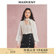 MAXRIENY【雅貴日常-商場同款】復(fù)古摩登感蝴蝶結(jié)系壓褶上衣 黑白波點 S 01/34