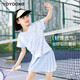 優(yōu)優(yōu)1點（Yoyo one）女童網(wǎng)球服夏季速干運動套裝兒童冰絲涼感羽毛球訓練裙子大童短袖 19046紫色+6000藍色 140 140cm
