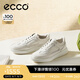 愛步（ECCO）平底鞋女 倪妮同款牛皮板鞋系帶休閑運動鞋 街頭272803 白色/灰白色27280356946 37