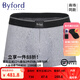 百富（BYFORD）港產(chǎn)男士平腳褲EUC配方棉中腰條紋四角內(nèi)褲舒適運(yùn)動(dòng)平角褲MW735 MW735-灰色-無扣子 1條 L