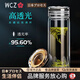 WCZ日本水晶雙層玻璃杯茶杯男士耐高溫純色透明輕奢水杯車載鉆石 300ml配鏡面杯蓋