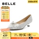 百麗（Belle）蝴蝶結(jié)高跟鞋女商場(chǎng)同款女神氣質(zhì)尖頭單鞋婚鞋BD401CQ3 銀色 36 (230mm)