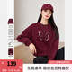 梵希蔓安可拉紅圓領(lǐng)加絨衛(wèi)衣女2025春秋冬蝴蝶設計寬松保暖上衣 M9387 安可拉紅 XL