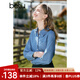 百圖betu女裝秋季新款襯衫優(yōu)雅法式復(fù)古洗水牛仔襯衫女2308T44 牛仔色 M
