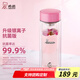 希諾（HEENOOR）雙層玻璃杯家用女士帶濾網(wǎng)個性潮流清新花茶杯隔熱防燙便攜水杯 升級抗菌版-水晶粉300ml
