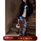 三吉黑花【纏綿】A字半身裙秋冬款魚尾裙絲絨長裙2024新今年流行 咖藍  咖藍  L