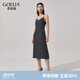 歌莉婭   真絲波點提花背心裙  113LPA01B 14D黑底白點 M