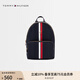TOMMY HILFIGER【七夕禮物】Tommy25秋冬女裝輕便休閑通勤拼色織帶雙肩背包04112 藏青色DW6 OS