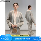 COCOBELLA[100%醋酸]重工斜裁裸領(lǐng)貢針西裝春夏奢感短外套SC0005 天青綠 M