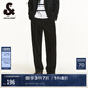杰克·瓊斯（JACK&JONES）男裝春夏潮流寬松垂感男褲舒適商務(wù)休閑褲男闊腿褲韓系高街褲子 E40 黑色 M