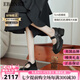 Ebonka輕奢真皮黑色時尚復(fù)古瑪麗珍單鞋2025夏新款女鞋厚底粗跟小皮鞋子 黑色 36