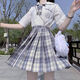富烏日系jk制服套裝夏季女JK襯衫百褶裙全套刺繡溫柔一刀山吹甜妹百搭 溫柔一刀（短袖襯衫+格裙+領(lǐng)結(jié)） M