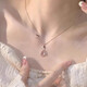 VTLS999純銀蝴蝶粉水晶項鏈輕奢新中式高級感鎖骨鏈送女朋友圣誕禮物 【蝴蝶結禮盒】純銀粉晶項鏈
