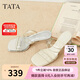 他她（TATA）法式高跟拖鞋女鞋2025夏XEK03BT5 透明/銀(米白底) 37