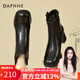 達芙妮（DAPHNE）中跟短靴女2025秋冬季新款時尚英倫風后拉鏈方跟馬丁靴踝靴女靴子 黑色 37