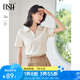 歐莎（OSA）純色V形polo領(lǐng)t恤衫女士夏季衣服2025新款短袖高檔顯瘦減齡上衣 米白色 M