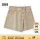 森馬（Semir）森柔牛仔|森馬牛仔褲女不對(duì)稱裙褲甜酷小眾夏季個(gè)性寬松短褲高街 咖色調(diào)00355 L