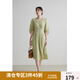 獨束大碼女裝法式V領(lǐng)連衣裙高腰顯瘦A字裙2024夏季新款 青藤綠 L (尺碼：2)