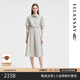 歌力思（ELLASSAY）春季新款柔軟棉感輕薄燈籠袖襯衫連衣裙女EWW351Y00300 灰卡其 S