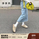 莎莎蘇[明星同款]2025夏季新款咖啡貝果勃肯單鞋女內(nèi)增高樂(lè)福鞋 卡其色 36