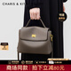 CharisKitty小c&k真皮包包女式手提郵差包通勤百搭斜挎單肩包七夕情人節(jié)禮物 Gray灰色【CK七夕禮物·心動鵲橋】