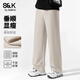 班尼路S&K系列經(jīng)典純色系華夫格闊腿褲男春秋季柔軟舒適細膩肌理休閑褲 【華夫格】-杏#純色 XL