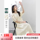 梵希蔓萊賽爾肌理感杏色法式連衣裙女2025夏季新款收腰顯瘦長裙子 A0397 杏色 L