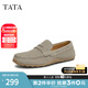 他她（TATA）英倫復(fù)古豆豆鞋男士一腳蹬商務(wù)休閑皮鞋2025春新PEG02AM5 灰色 43