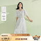 茵曼度假風(fēng)流蘇豎條提花連衣裙2025夏季女裝新款純棉蝙蝠袖裙子 珍珠白 L