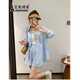 艾美琦美（AIMEIQIMEI）小個(gè)子夏季休閑褲套裝2025年新款女裝夏裝薄款襯衫闊腿褲子兩件套 淺藍(lán)色襯衣+闊腿短褲 M