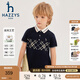 哈吉斯（HAZZYS）品牌童裝男童T恤夏季新款輕薄彈力簡約學(xué)院風(fēng)翻領(lǐng)短袖POLO衫 藏藍 155cm