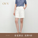 OVV2025春夏新款女裝經(jīng)典基礎(chǔ)清爽白色易搭休閑牛仔短褲 象牙白 28