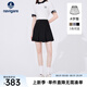 Navigare意大利小帆船半身裙女士夏季時尚顯瘦A字裙子簡約休閑短款百褶裙 暗夜黑 S